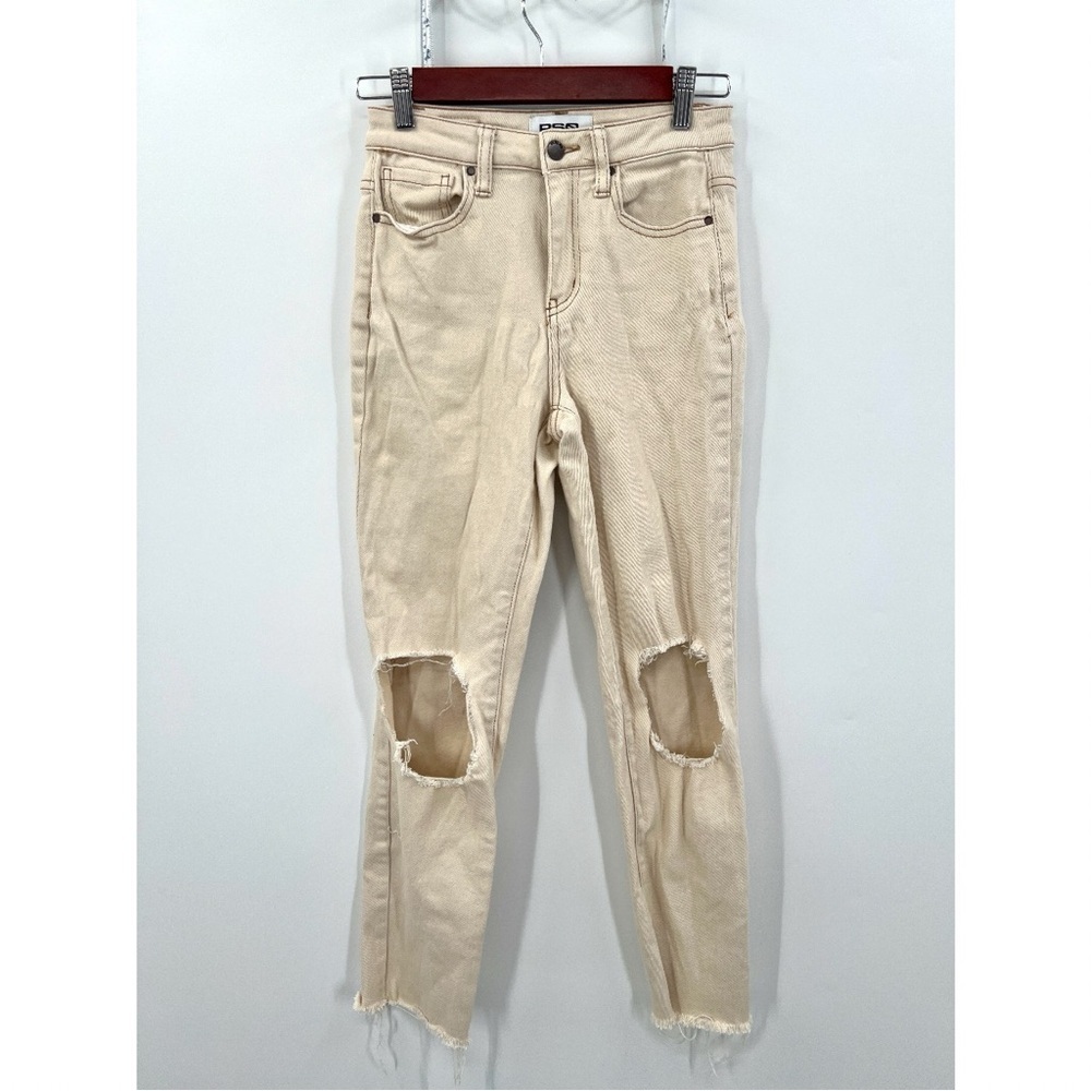 RSQ Woman's Tan / Cream Colored High Rise Straight Leg Jeans Size 24